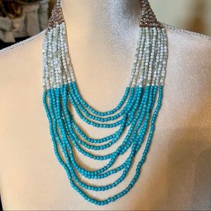 NWOT!  Never worn!  Nakamol necklace in turquoise, gold and white stones.